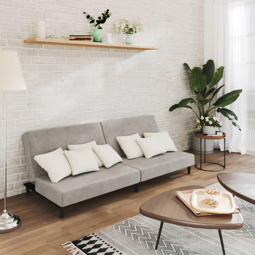 LAPOOH Sofá Cama de 2 plazas Terciopelo Gris Claro, Sofas De Salon, Sofa Relax - 375732