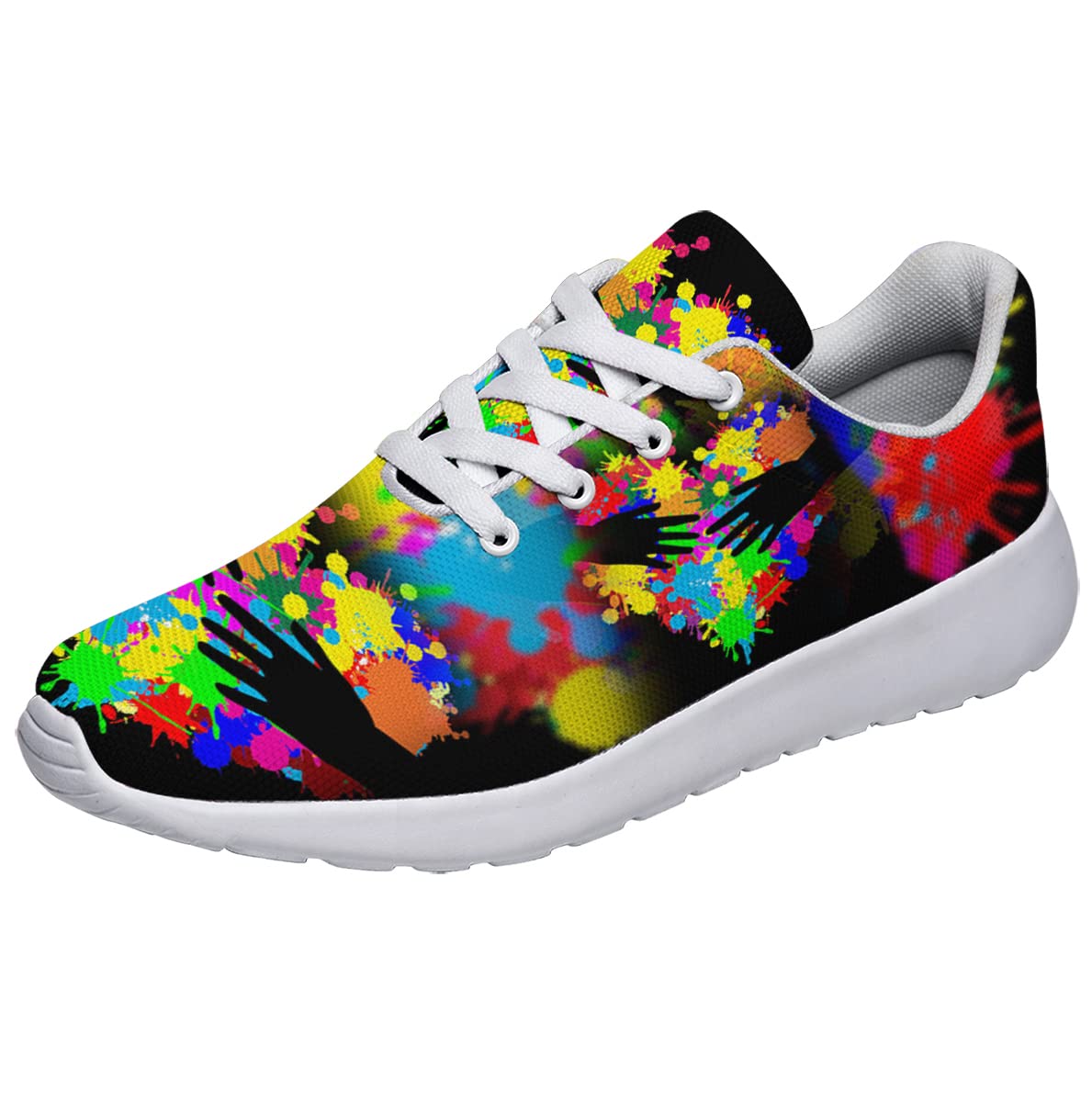 Sonzj-II Paint Splatter Shoes,Womens Mens Neon Tennis Sneakers Lightweight Athletic Splatter Running Shoes