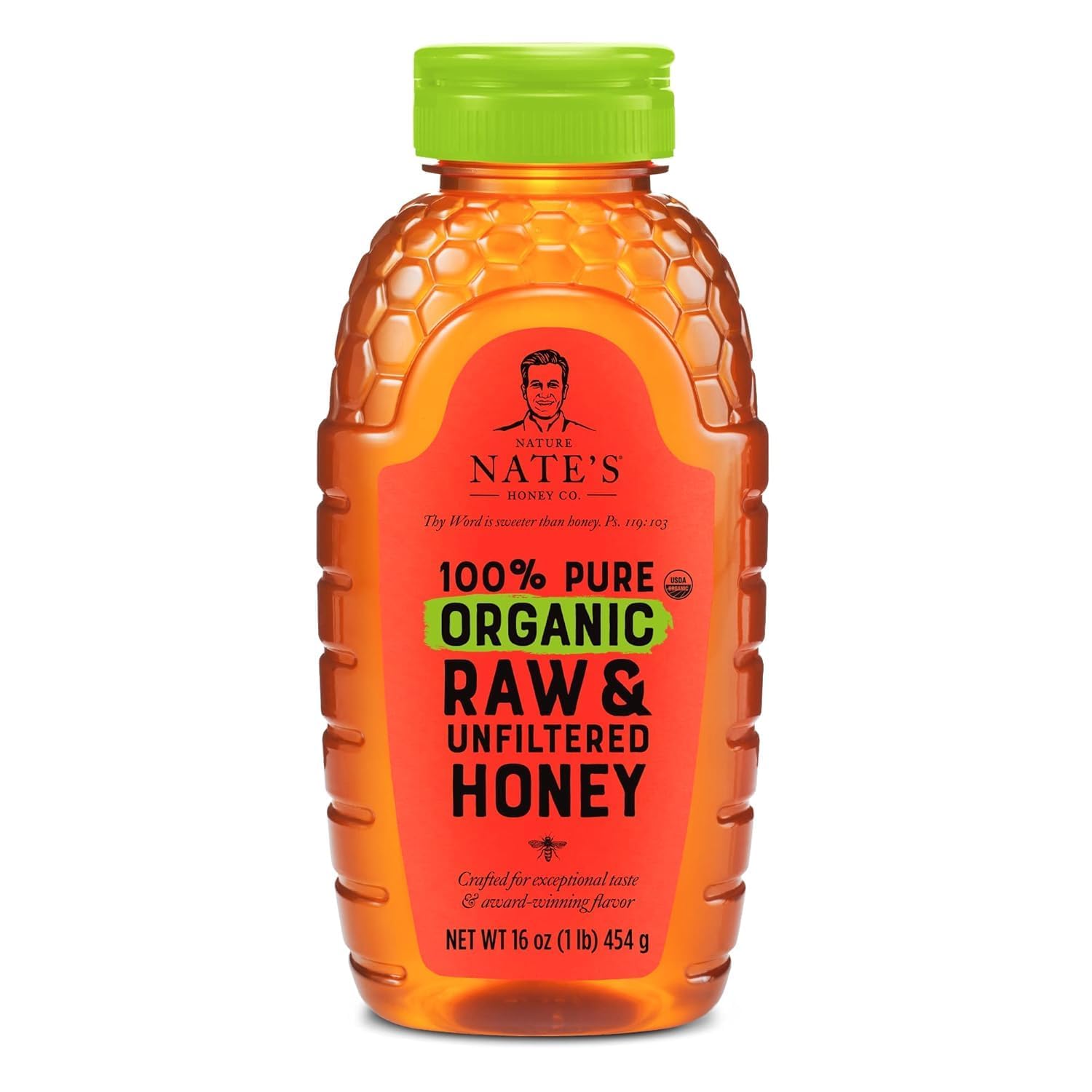 Nate's Organic 100% Pure, Raw & Unfiltered Honey - USDA Certified Organic - 16oz. Squeeze BottleUSDA Organic