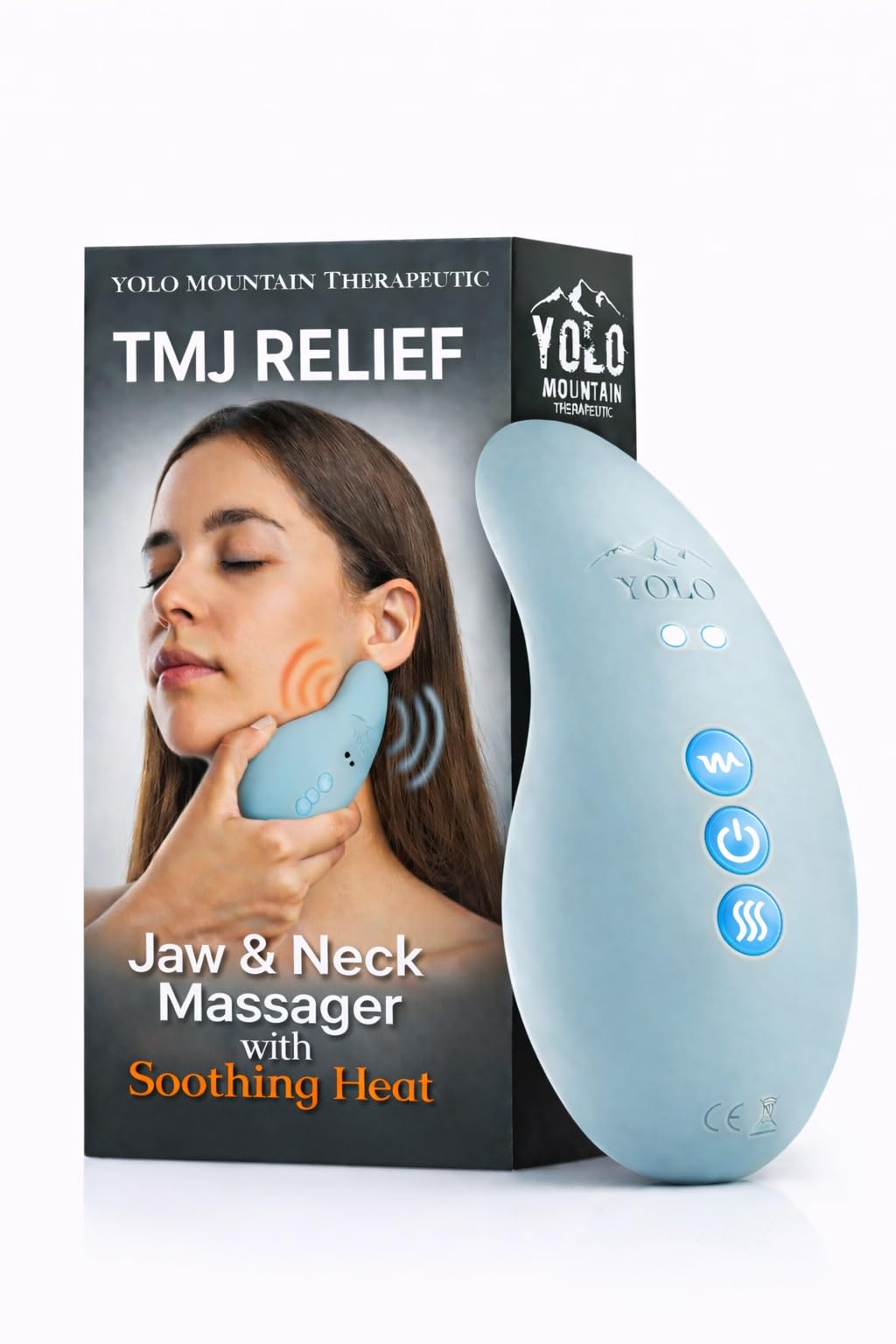 TMJ Relief Products Jaw & Neck Massager w/Soothing Heat Mode-Patented TMJ Massage Tool, 10 Gentle Vibration Modes, Eases TMJ Jaw & Neck Pain, Stiffness, FSA/HSA Accredited