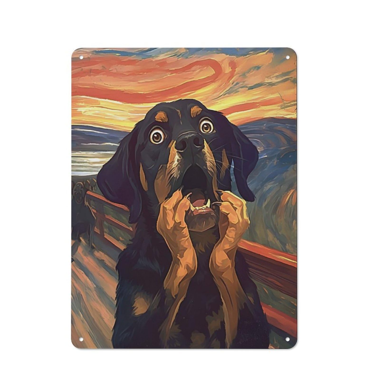 Junmoney The Scream Of Dog Retro Retro Metal Sign 40X30cm Featuring Garage Wall Decor For Garage, Hobby Room, Office Or Man Cave
