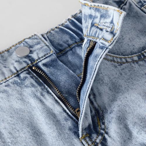 Jean Large Effet Flocon de Neige avec Détails Déchirés et Denim Extensible - 7