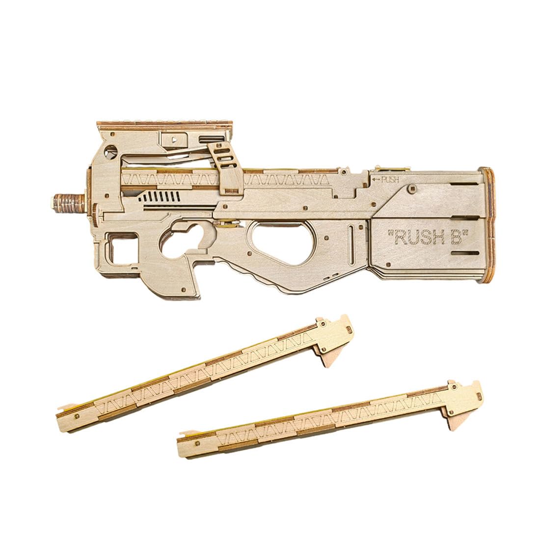3D Wooden Puzzle - 1:1 Wooden Military Model Kit, 3D DIY Handcrafted Assembly Display, Interchangeable Magazines and Six-Round Burst, Desk Decor for Collectors & Enthusiasts, Gift (140+PCS)