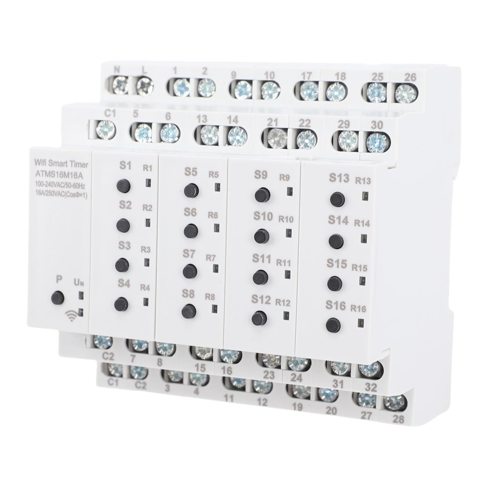 Generic Minuterie Intelligente Commutateur WiFi 16 Canaux contrôlé par Application Commutateur activé par la Voix pour la Vie Moderne Construction ABS