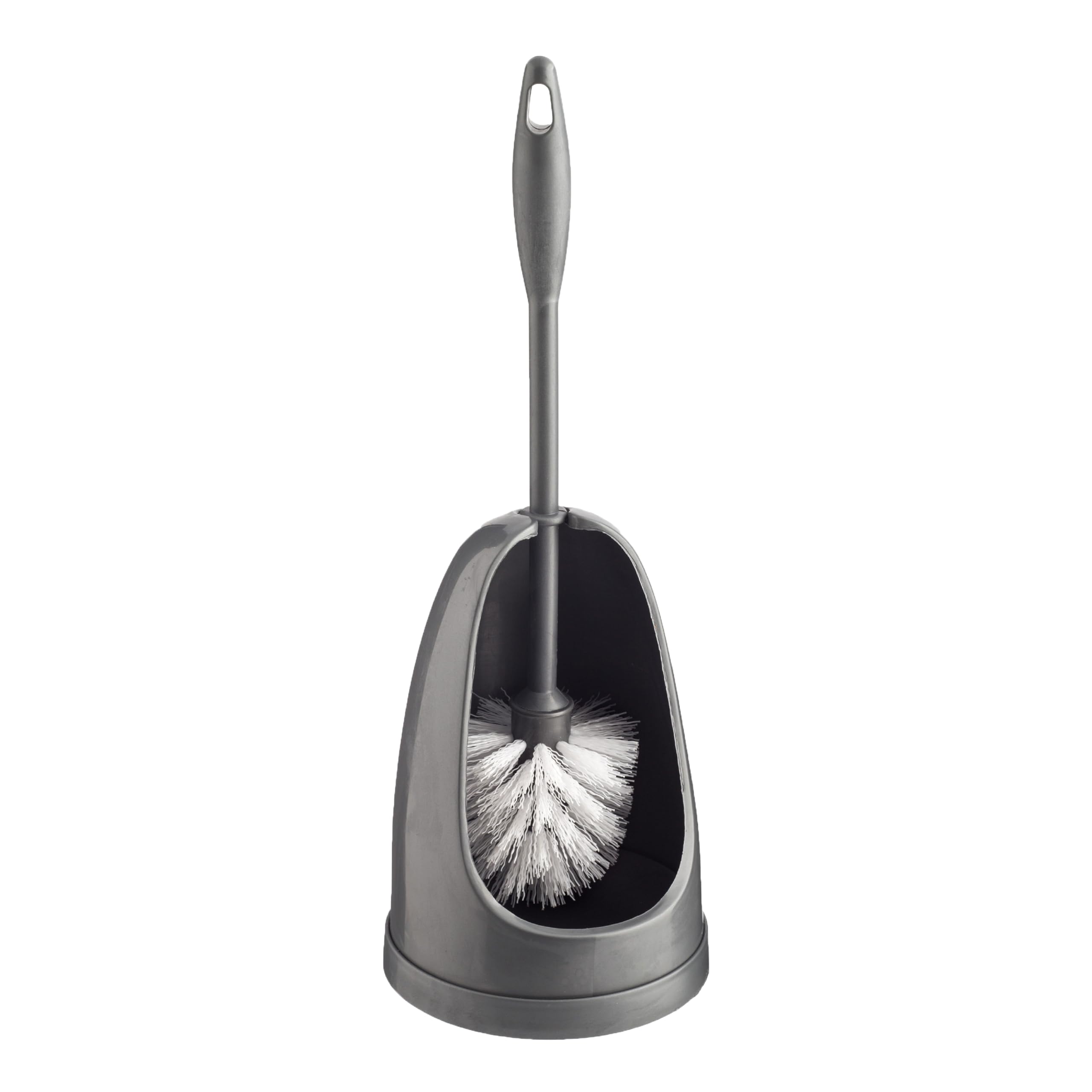 Homeshopa.com Grey Homeshopa Toilet Bowl Brush & Holder, Strong Plastic Handle & Stiff Bristles For Deep Cleaning, Free Standing Quick Drying Holder, Bathroom Cleaning Accessories