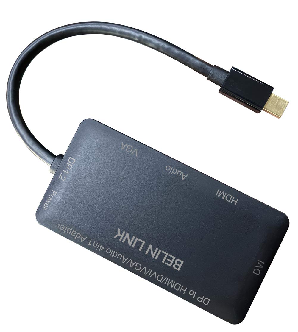 Mini DP Adapter, Mini DisplayPort auf VGA HDMI DVI Audio 3 Monitore gleichzeitig Display-Adapter, Multiport 4-in-1 Video-Konverter für MacBook Pro Mac Book Air Surface Pro (Mini DP)