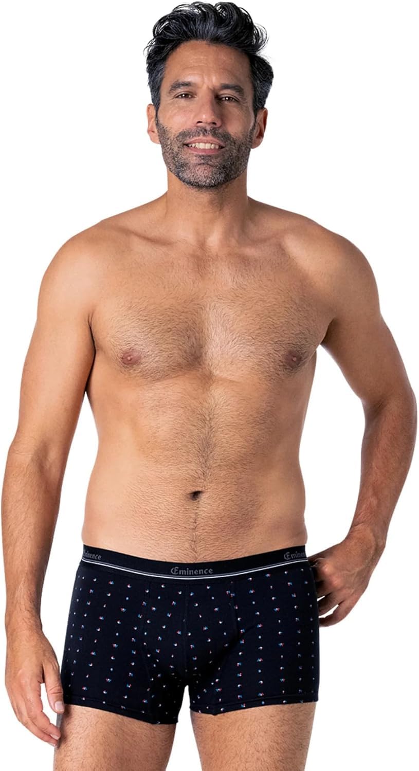 Boxer Sanitario Assorbente da Uomo, Cotone Elasticizzato, Dispositivo Medico, Anti Odore, Invisibile 4 Strati Piccole Perdite Urinarie, Incontinenza (Fantasia, XXL)