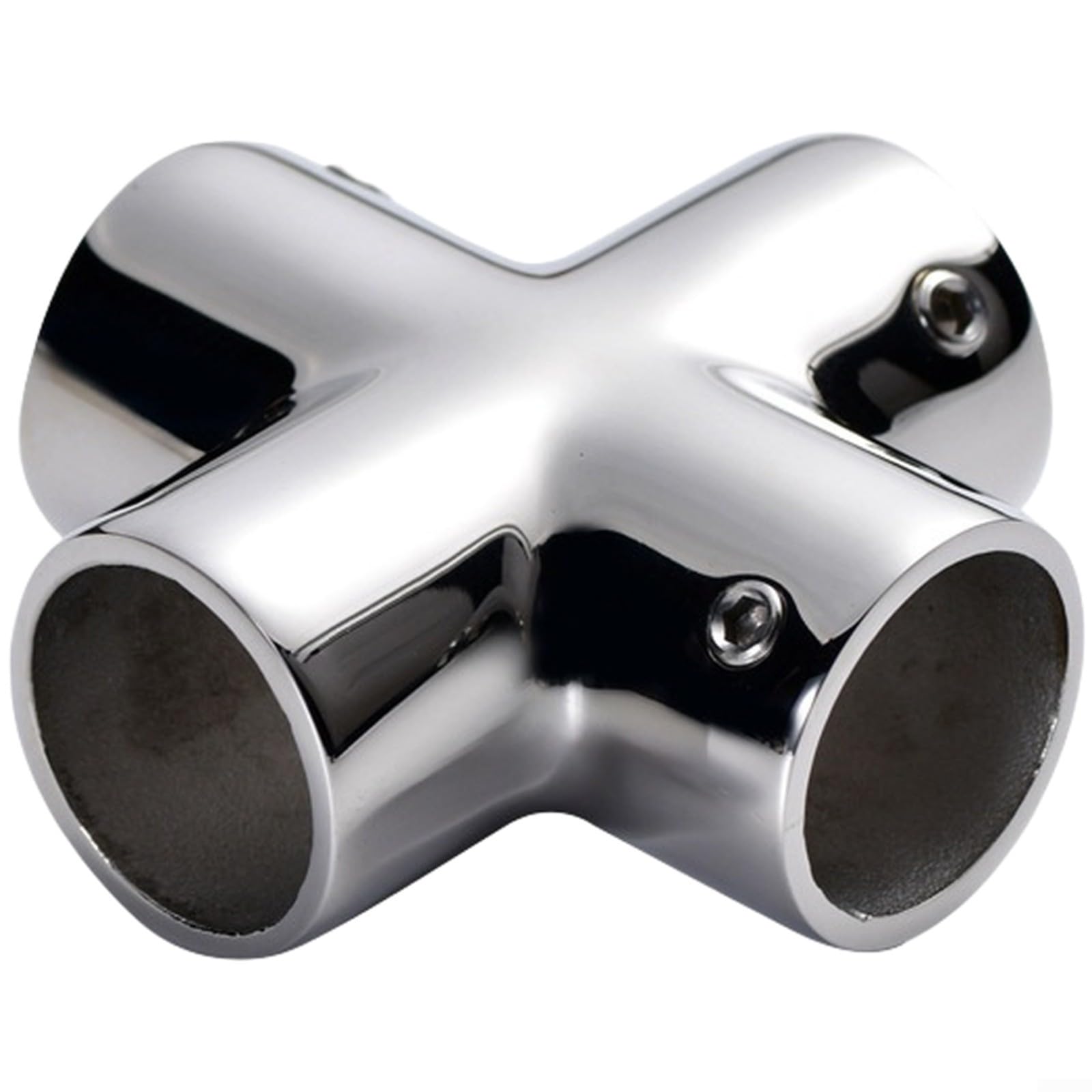 4-Way Cross Tube Pipe Connector 22/25/32mm, 316 Stainless Steel Boat Hand Rail Fittings for Marine Deck Hardware, Silver(32mm)
