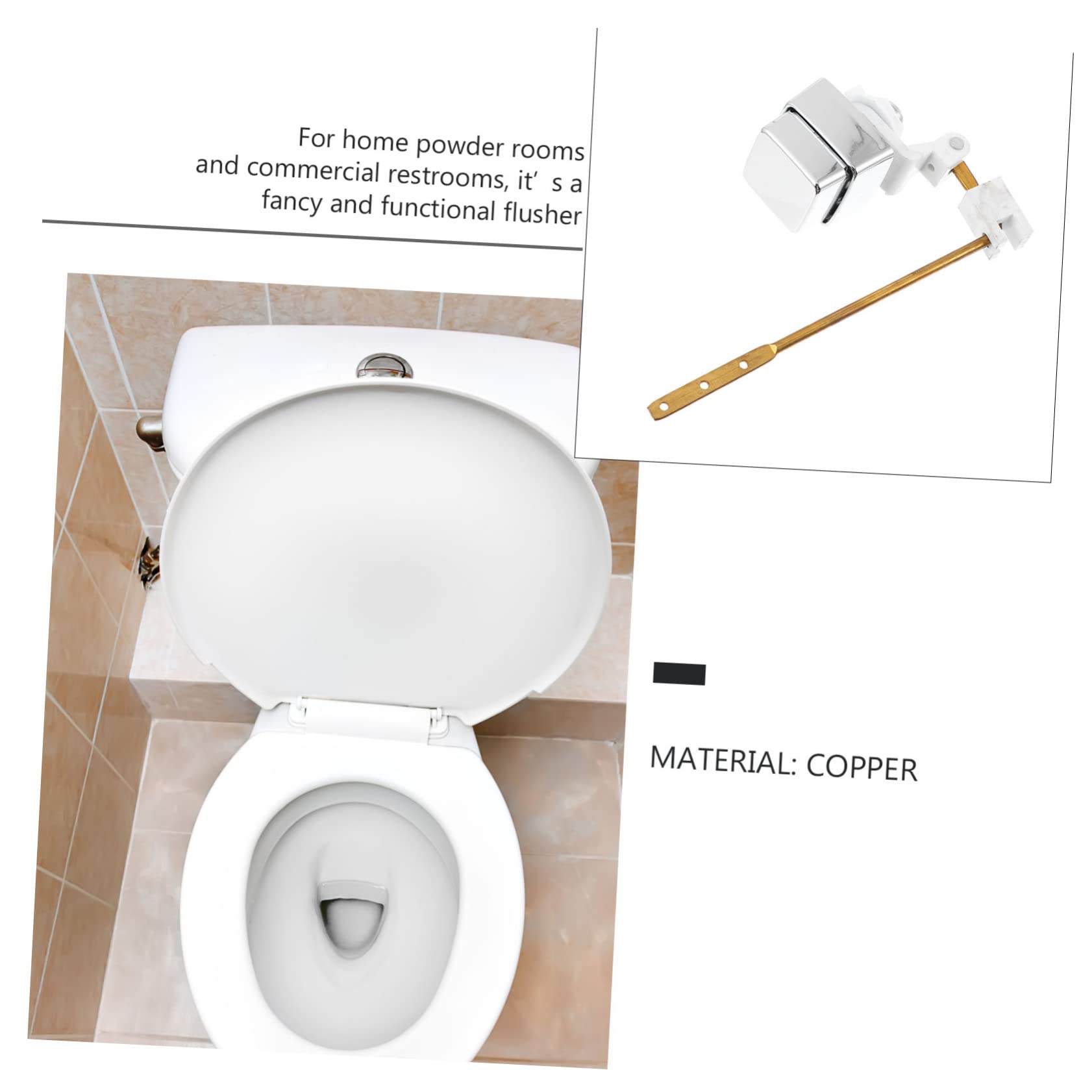 MAGICLULU Copper Side Mount Flush Lever – Silver Finish, Durable Toilet Tank Flush Button Replacement, 9.43 Inch, For Bathroom