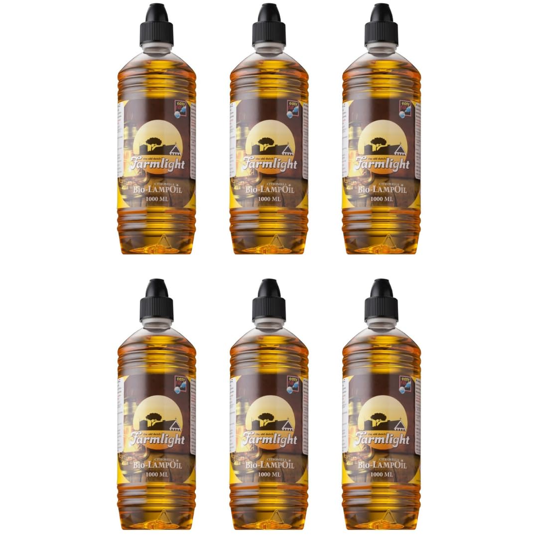 HORECA CANDLES Huile à la Citronnelle Bio – 6x1L – Huile pour Lampes et Torches – Combustion Propre & Longue Durée – Parfum Frais Naturel – Usage Extérieur