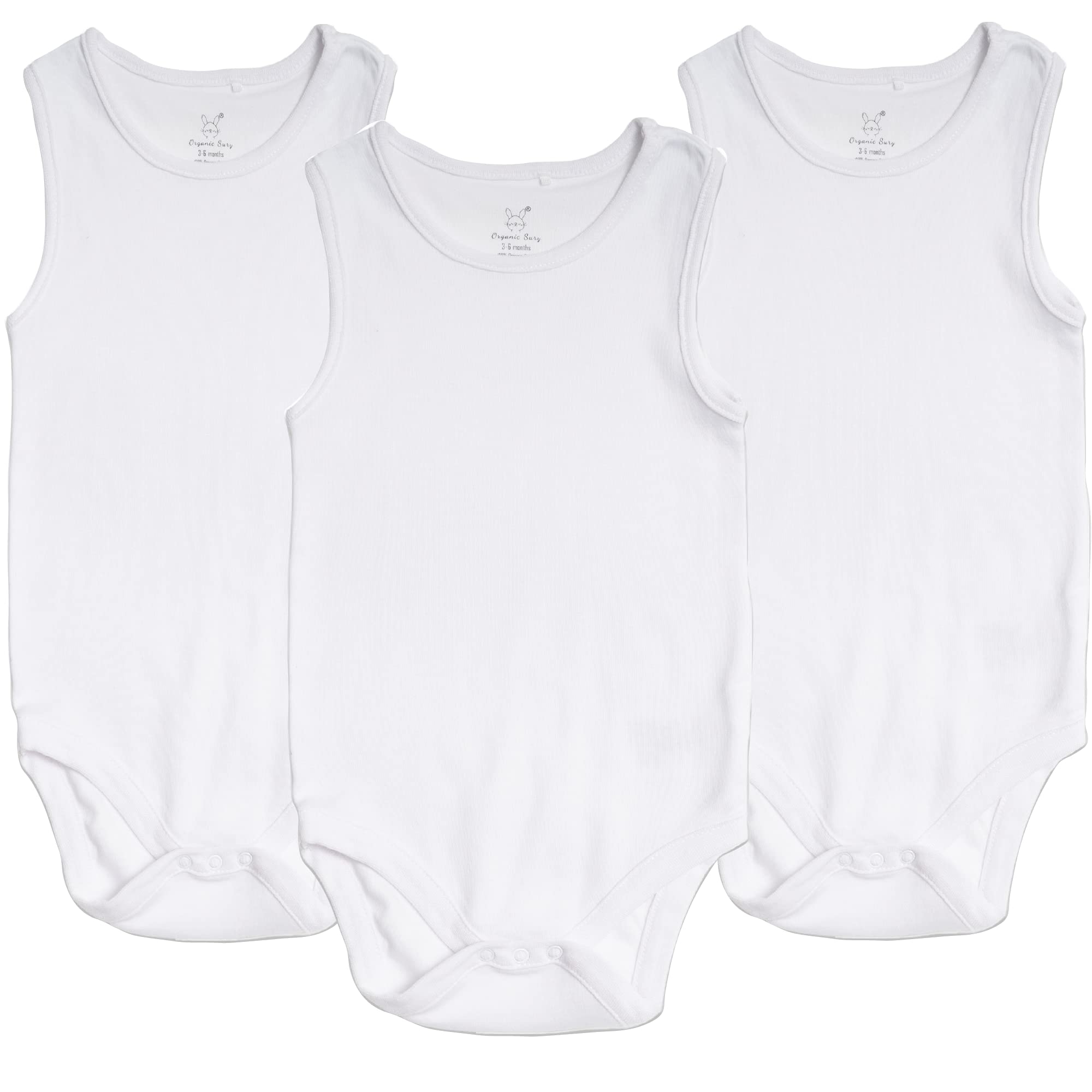 Organic Sury100% Gots Certified Organic Cotton Unisex Baby Short Sleeve Plain White Vests Pack Of 3 For Boys And Girls (0-18 months)