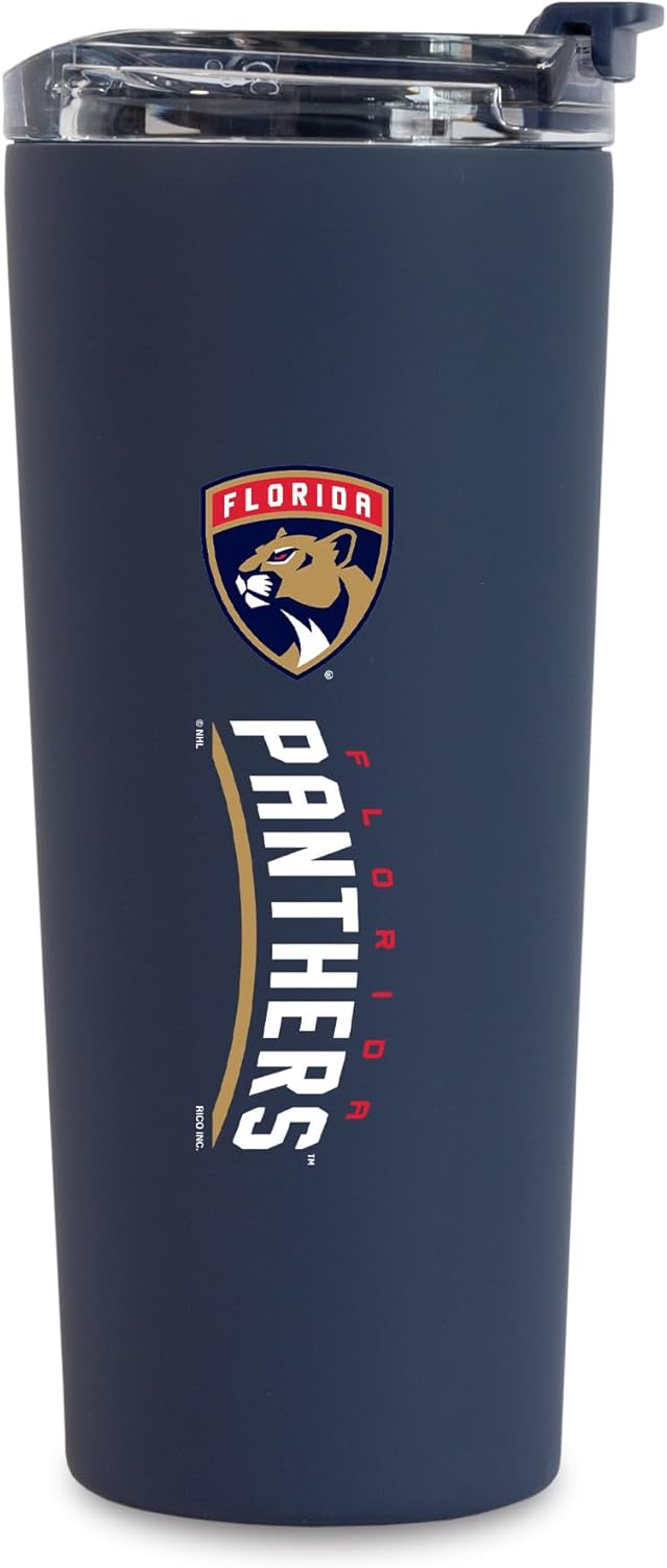 Rico Industries NHL Hockey 24oz Stainless Steel Tumbler with Lid and Dual Functioning Lid