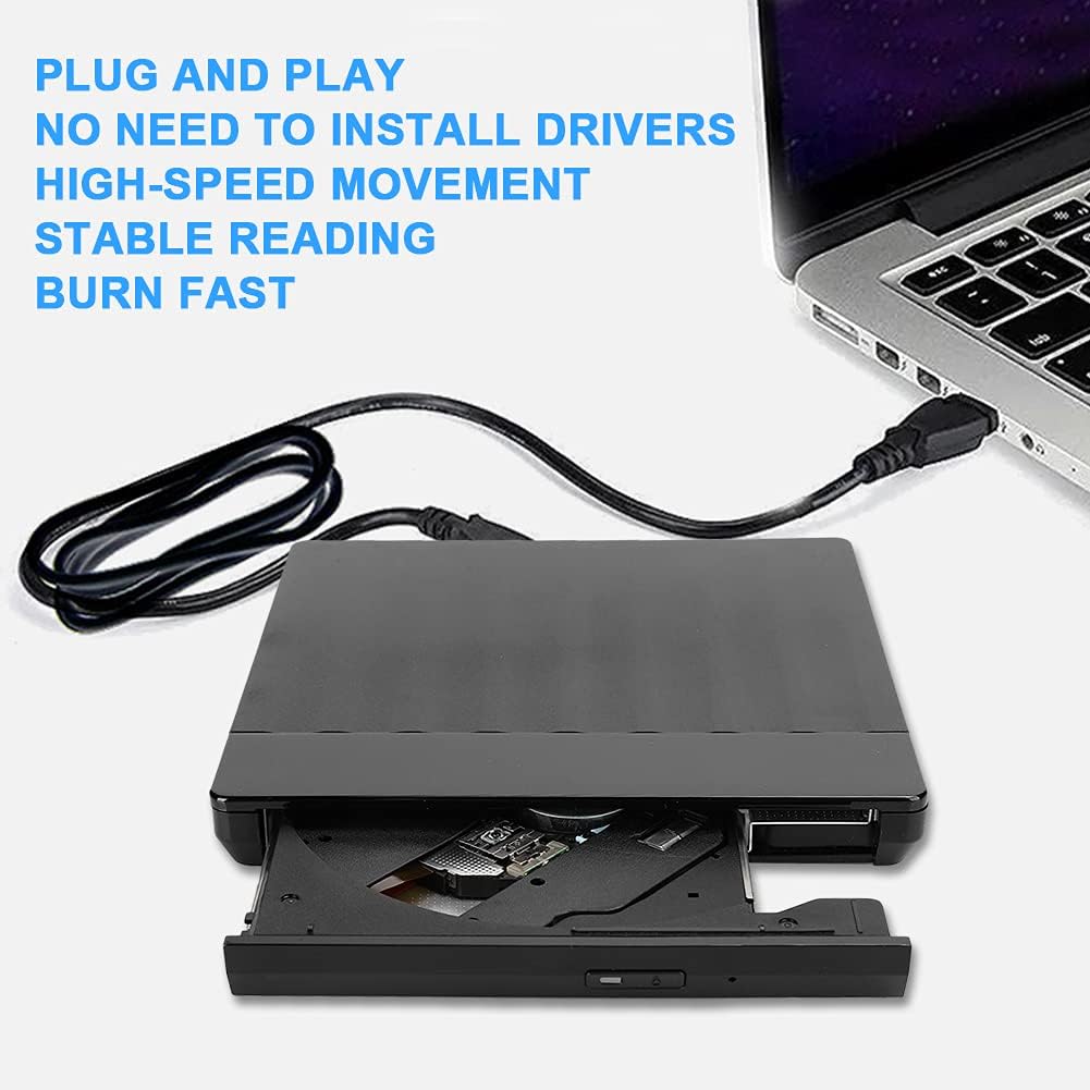 AstraLoom USB 3.0 External DVD Writer Optical Drive with Type C Adapter Plug and Play High Speed Burner for Linux OS X Desktop Laptop Computer Accessory Black