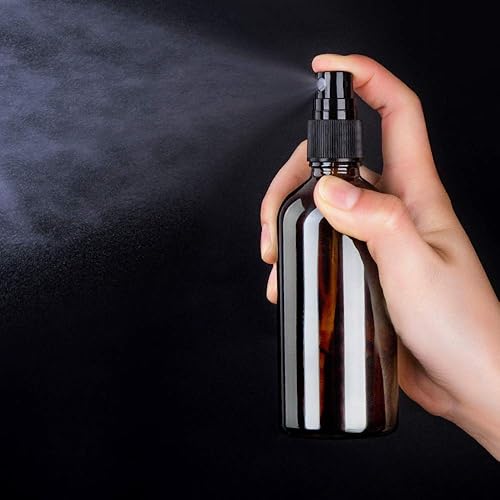 Miniatura 2 de Hydior Botella de spray de vidrio ámbar de 4 onzas para aceite esencial, botella de spray vacía de niebla fina, paquete de 6