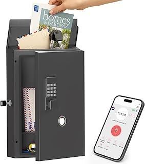WeHere Secure 2-in-1 Mailbox & Key Box with Smart Lock – Galvanized Steel Rust-Proof, Durable, Weatherproof Mail & Key Sto...