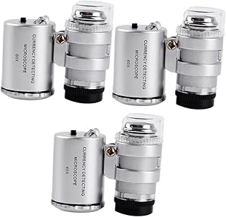 VILLCASE 3pcs LED magnifying glasses LED magnifier lupas handheld magnifying mirror pocket magnifying glass 60X LED microscope pocket microscope for adults with lights currency