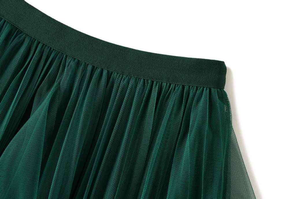 Faldas para Mujer Cintura Elástica,Faldas Maxi para Mujer Cintura Elástica Volantes De Malla Fluida Falda Blanca De Invierno Faldas Plisadas Falda De Talle Alto(Green One Size)