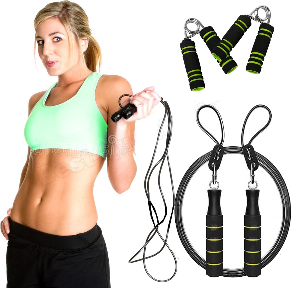 Skipping Rope & Hand Gripper For Men and Women Jumping Rope With Adjustable Height Speed Skipping Rope for Kids Girls & Hand Support-image-17