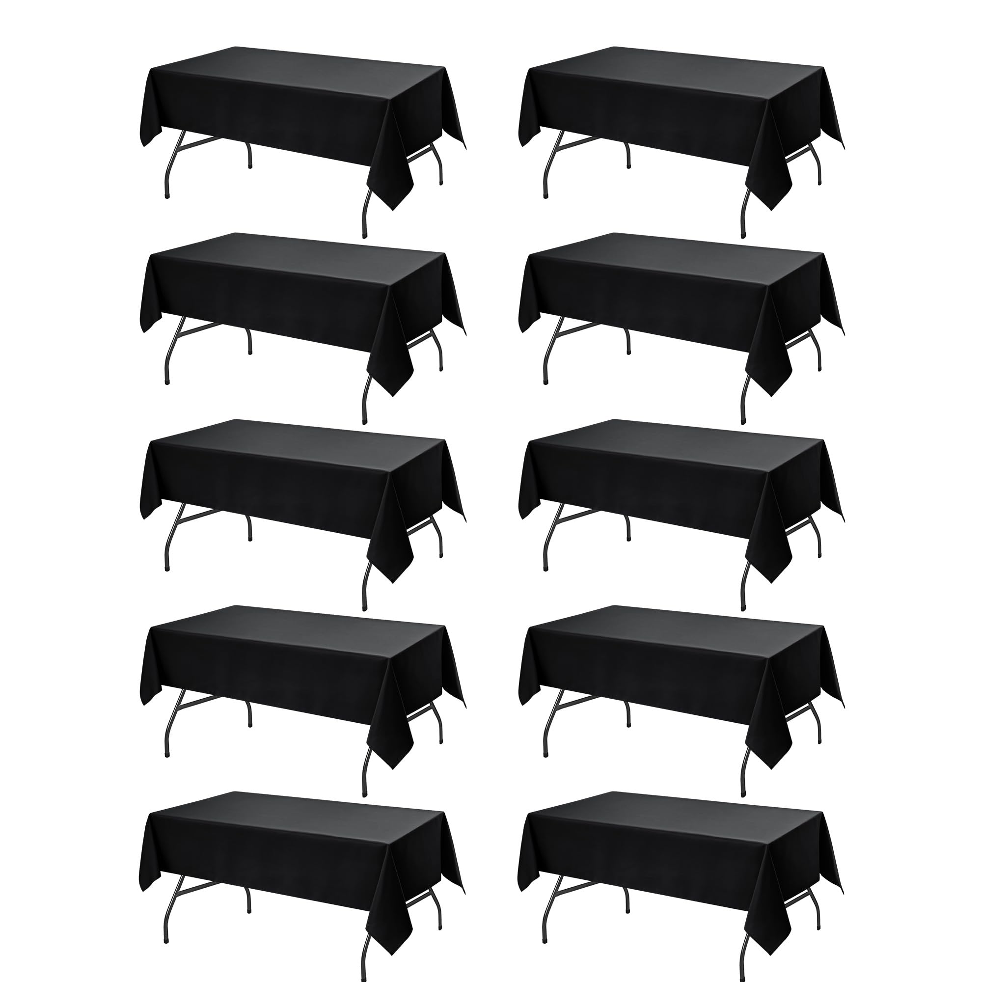 10-Pack Black Tablecloths for Rectangle Tables, 60 x 102 Inches
