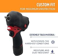 Vista 4 de Protoco JB-65 Funda protectora para llave de impacto rechoncha Milwaukee M12-2554/2555 (3/8" o 1/2"), cubierta de herramientas, color rojo