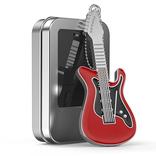 Pen Drive 64 GB Divertenti Chiavetta USB - Unico Pendrive 64GB Regalo di Natale USB 2.0 Unità Memoria Flash - FEBNISCTE Pennetta USB 64 Giga Chitarra Metal Rosso Penna USB con Confezione Regalo