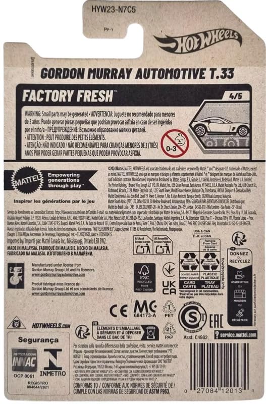 Image of Hot Wheels Gordon Murray Automotive T.33 Ages 3 and Up 90 /250 (Grey)