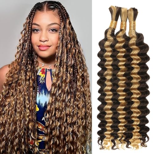 Human Braiding Hair for Boho Braids,150g 20 inch 3 Bundles Highli...