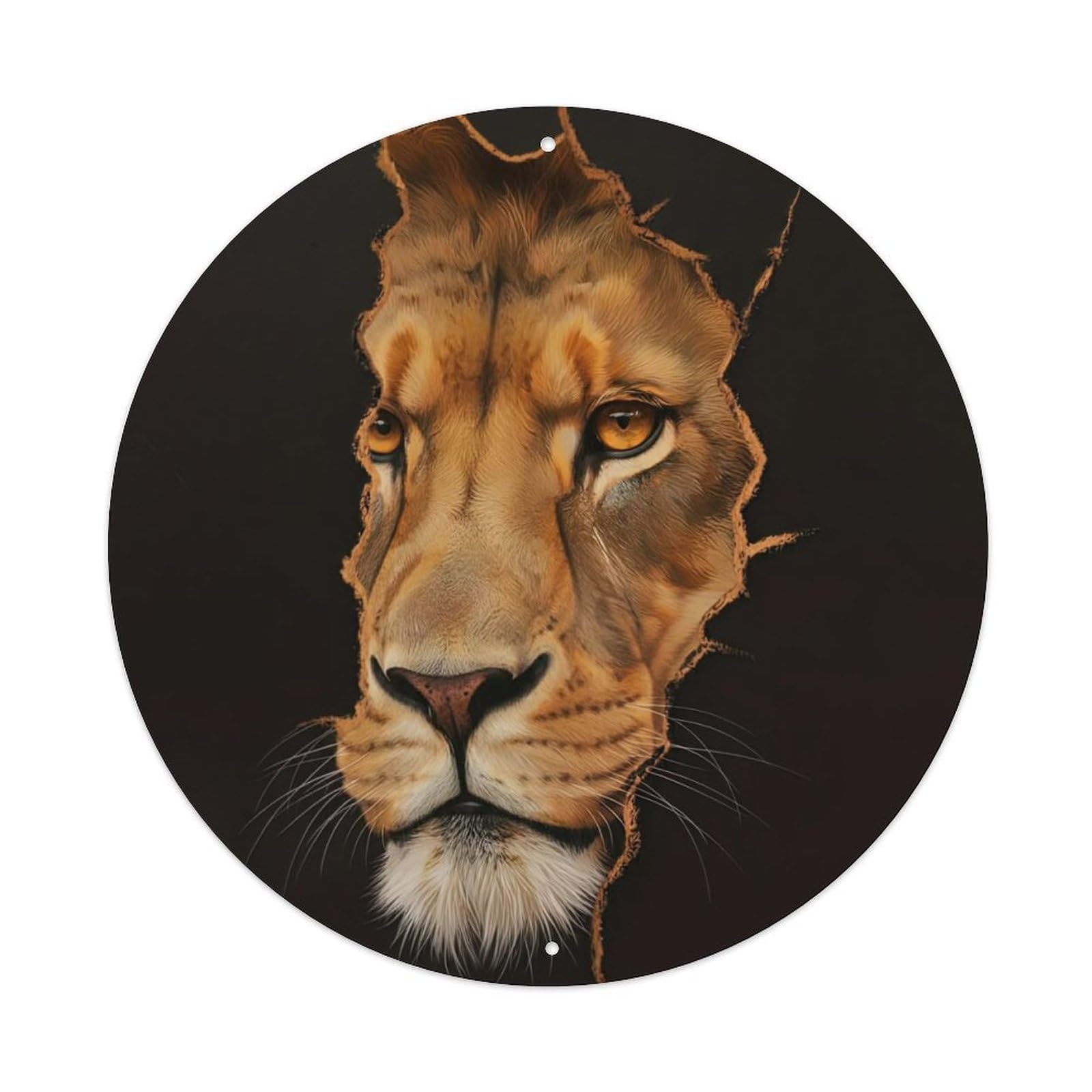 Lion Roaring Animal Powerful Wildlife Breakthrough Artwork Vintage Metal Tin Sign Plaque Wall Decor for Cafe, Club Bar, Office, Garden Metal Poster 8x8Inch