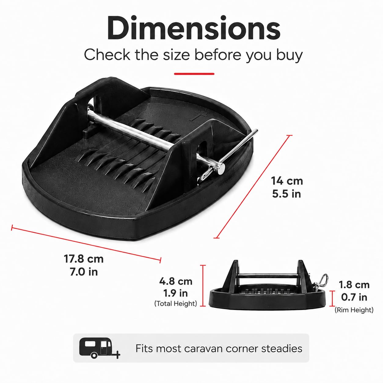 Lot de 4 patins de cric de caravane robustes pour éviter de s'enfoncer dans un sol mou, coussinets de stabilisation robustes et stables pour pieds de caravane avec broches