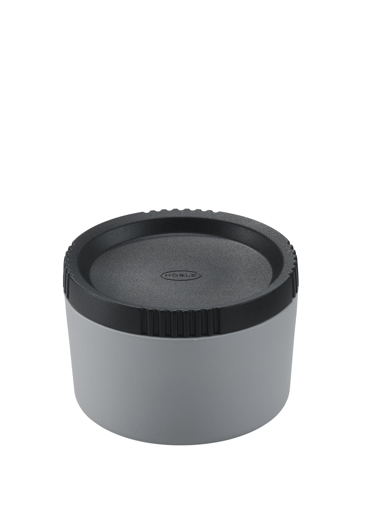 RÖSLE FLEXX 2GO Dressing Box 0.05 L Round Silicone with Screw Lid for Transporting Dressings and Sauces, Grey/Black