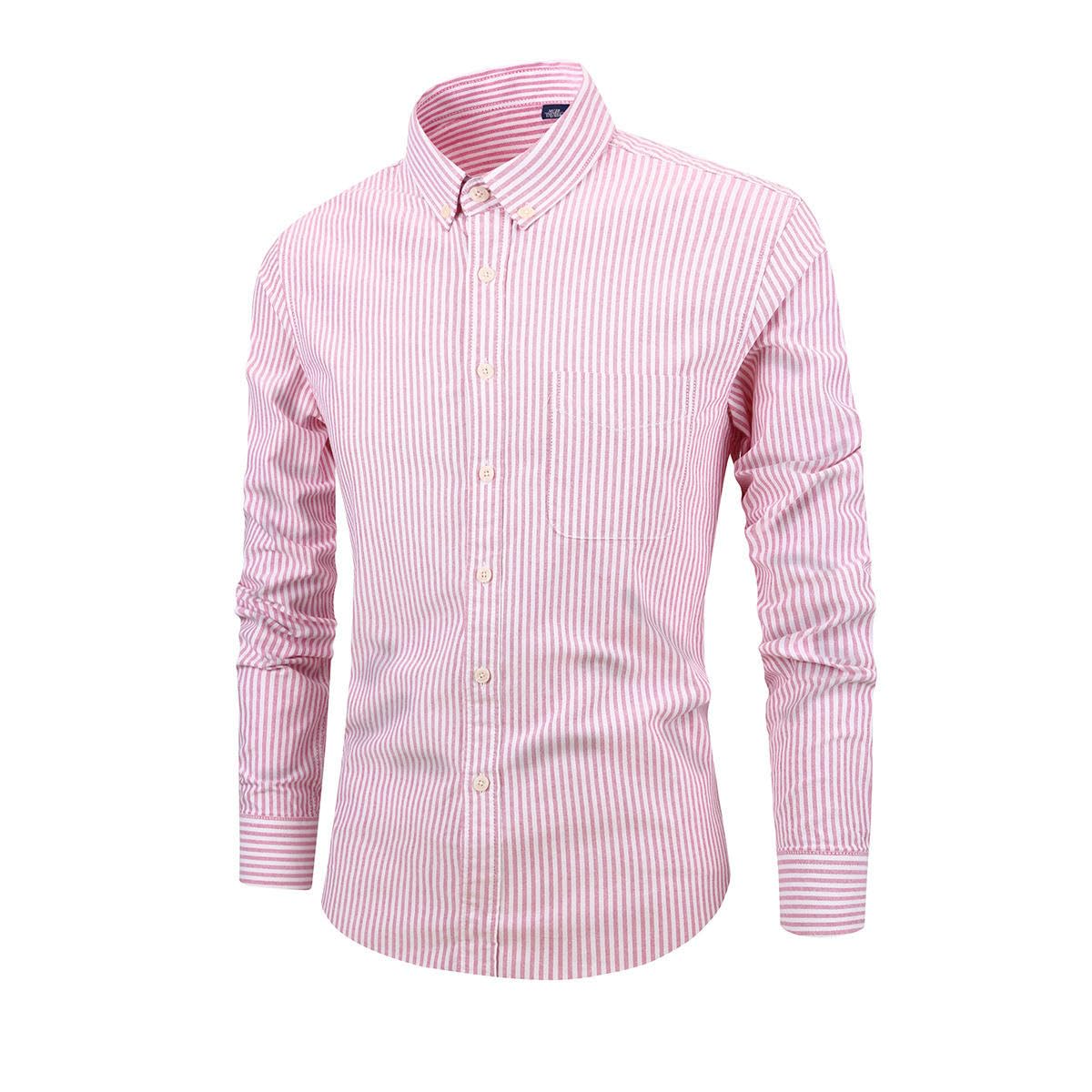 Camicia a maniche lunghe da uomo in cotone a righe Oxford Spinning Slim Fit