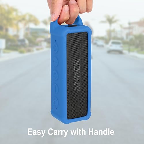 Miniatura 8 de TXEsign Funda de silicona compatible con altavoz Bluetooth portátil Anker Soundcore 2, funda protectora de viaje con asa y mosquetón para altavoz