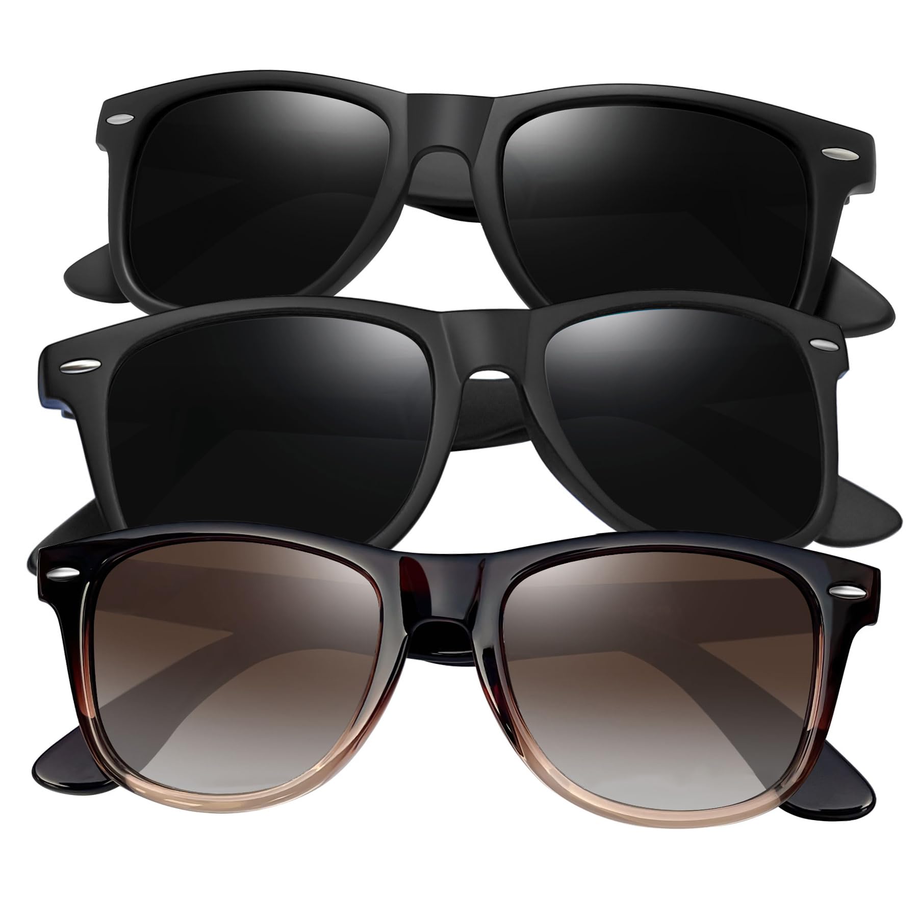 Joopin 3 Pack Square Sunglasses Polarized UV Protection Trendy Sun Glassses Fashion Shades for Women Men