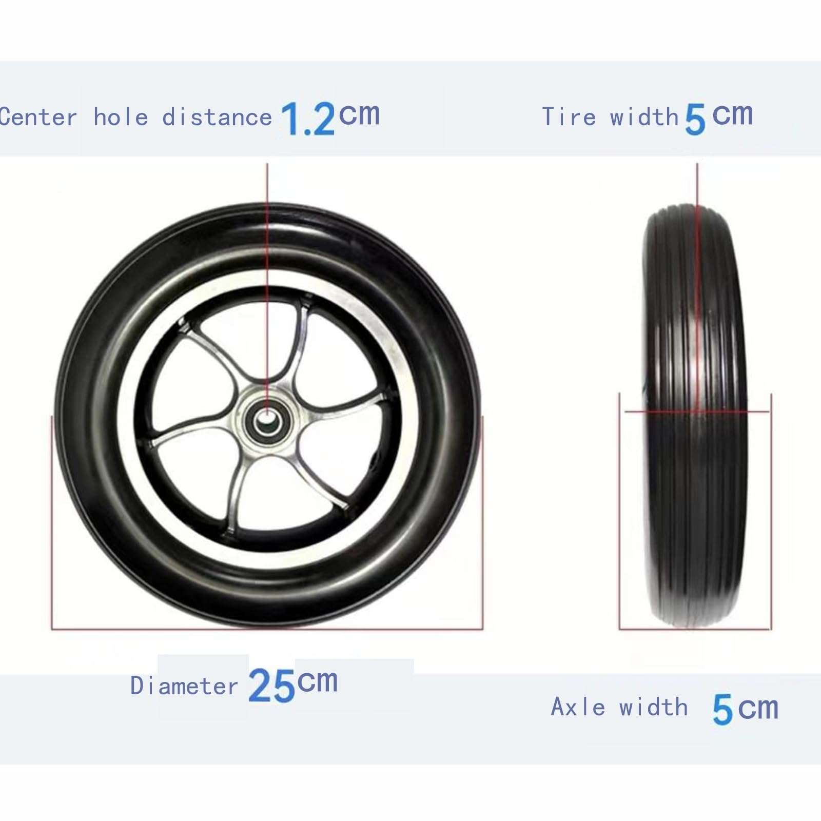 10-calowe pełne koło, 8-calowe przednie koło Elektryczne akcesoria do wózków inwalidzkich Płynna i wygodna jazda(Gray,10inches)