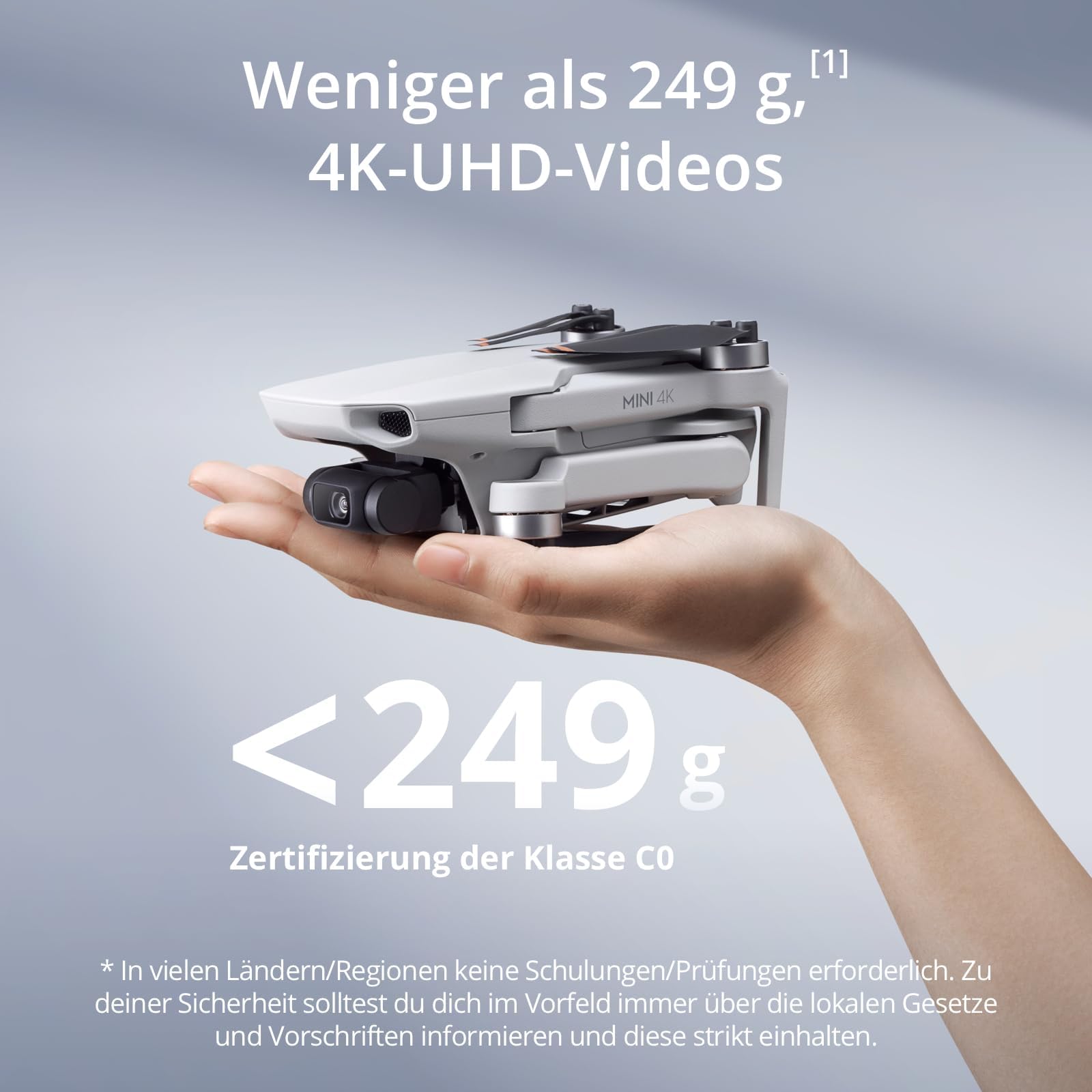 DJI Mini 4K Fly More Combo Drohne 4K UHD Kamera unter 249 g 3-Achsen Gimbal 10 km Videoübertragung 3 Akkus 93 min Flugzeit C0