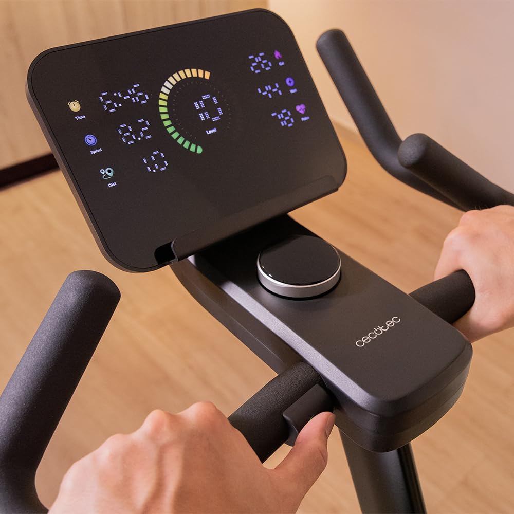 Cecotec Bicicleta Estática Indoor Drumfit PulseRide. Volante de Inercia 20kg, Resistencia Magnética 16 Niveles, Pantalla LED, Estructura de Aluminio hasta 135kg, Compatible Kinomap y Zwift