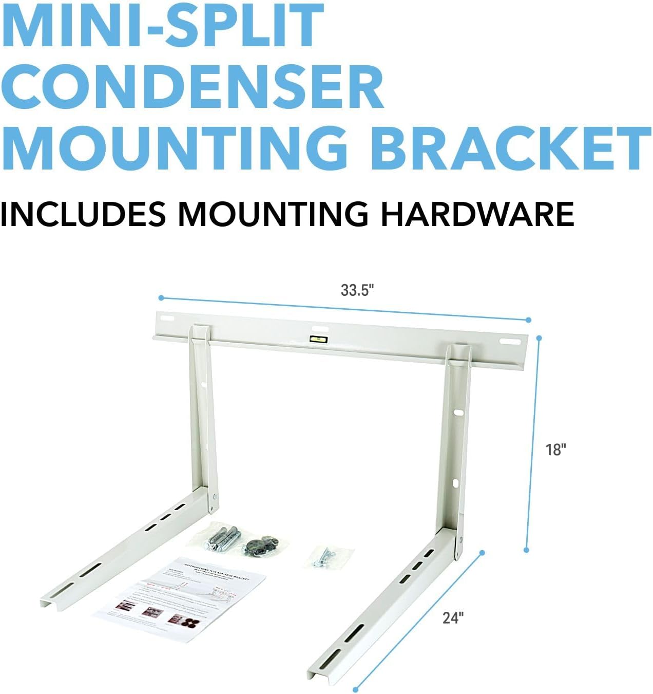 Perfect Aire Heavy Duty Mini Split Mounting Bracket | Wall Mount for 9000-36000 BTU AC Units | Universal Outdoor Condenser Support | 450 lb Capacity | Anti-Vibration