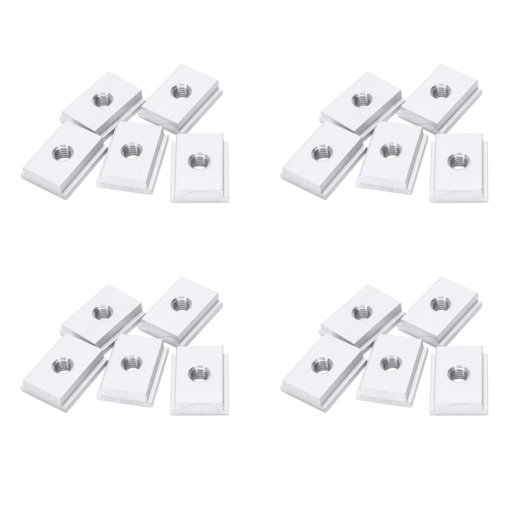 Jnchdghwa Silver 20Pcs M8 T-Track Slider Sliding Nut Aluminum Alloy T Slot Nut For Woodworking Tool Jigs Slot Fastener