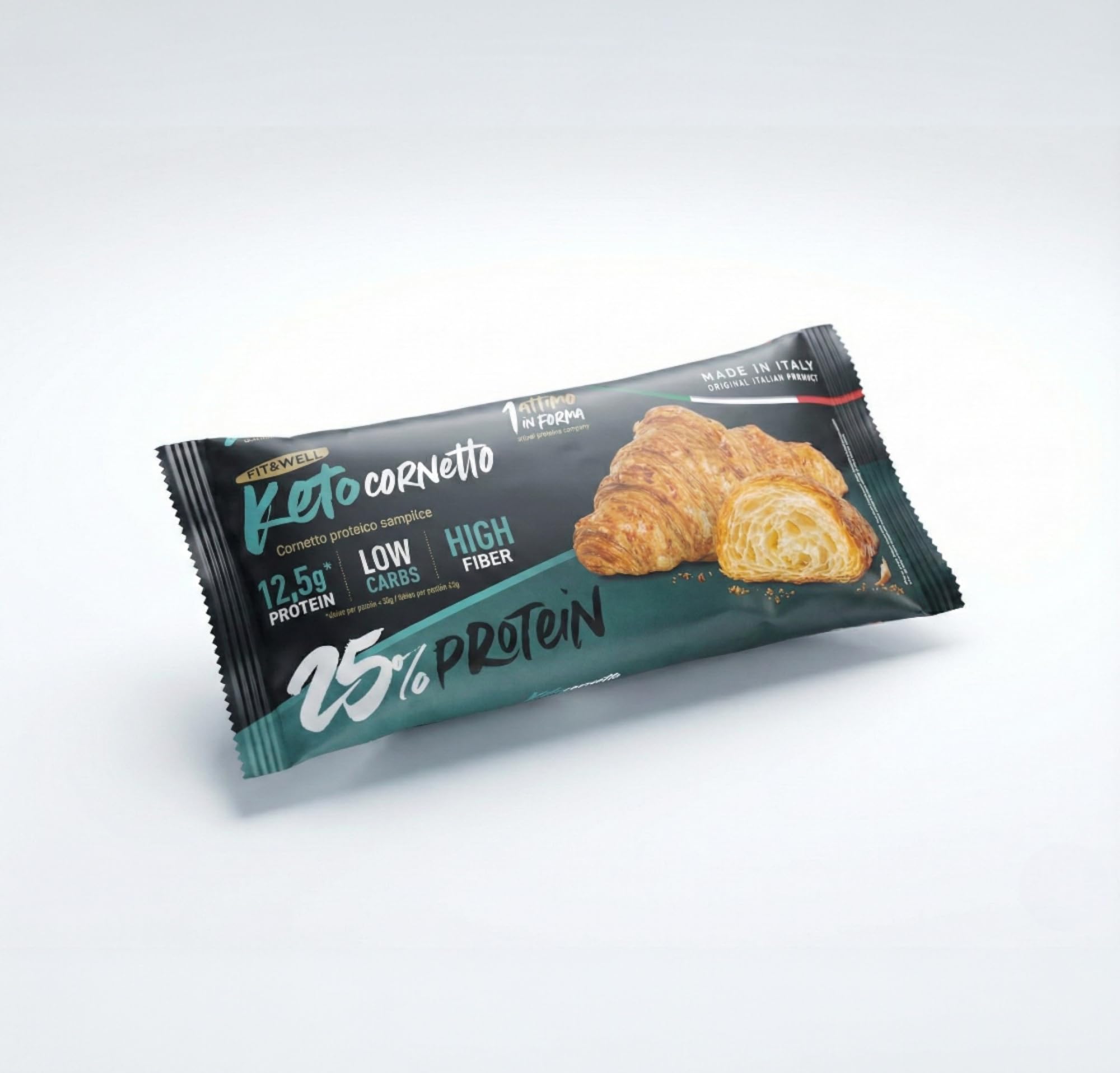1Attimo in Forma Cornetto Proteico Keto Vuoto 50g, Croissant Proteico Low Carb ad Alto Contenuto Proteico, Ideale per Dieta Chetogenica e Colazione Proteica