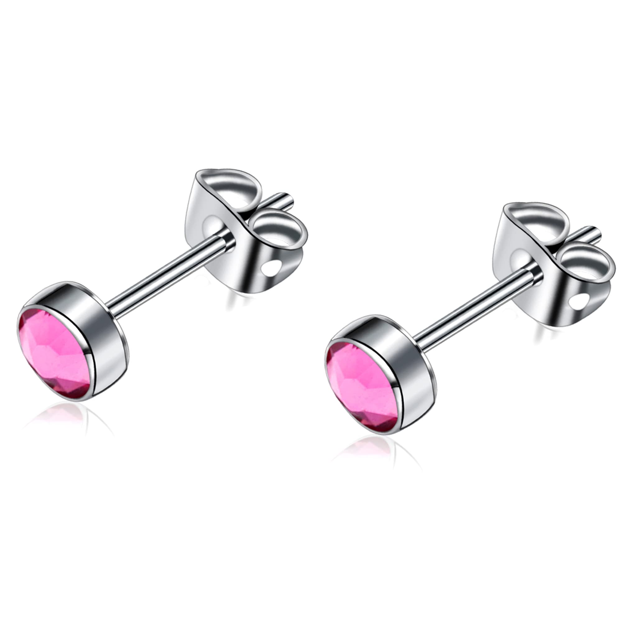 FACOKO G23 Titanium Studs Earrings Hypoallergenic Earrings Women Stud Earrings Nickel Free Dainty Earrings for Sensitive Ears 3mm/4mm/5mm Stone Size
