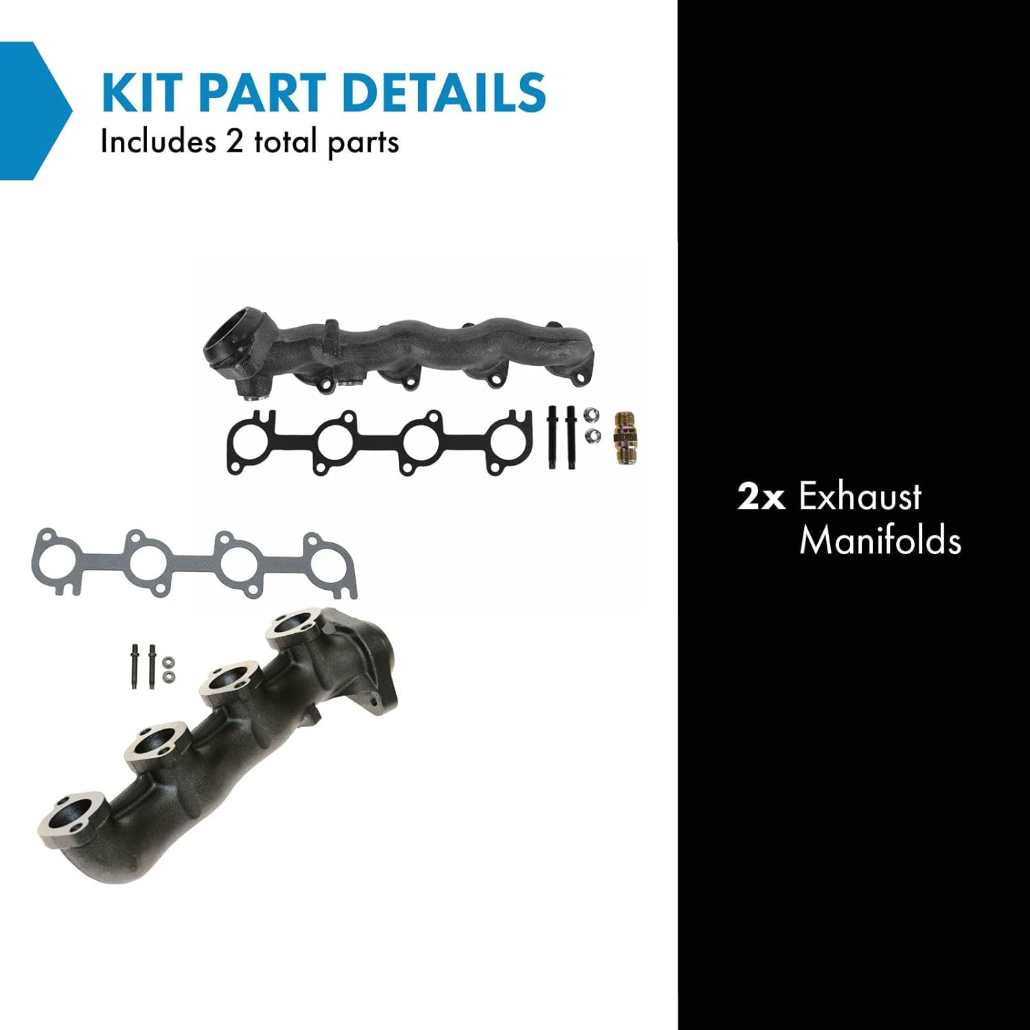 TRQ Exhaust Manifold Pair Set for 97-98 Ford Expedition F-Series Pickup Truck 4.6L
