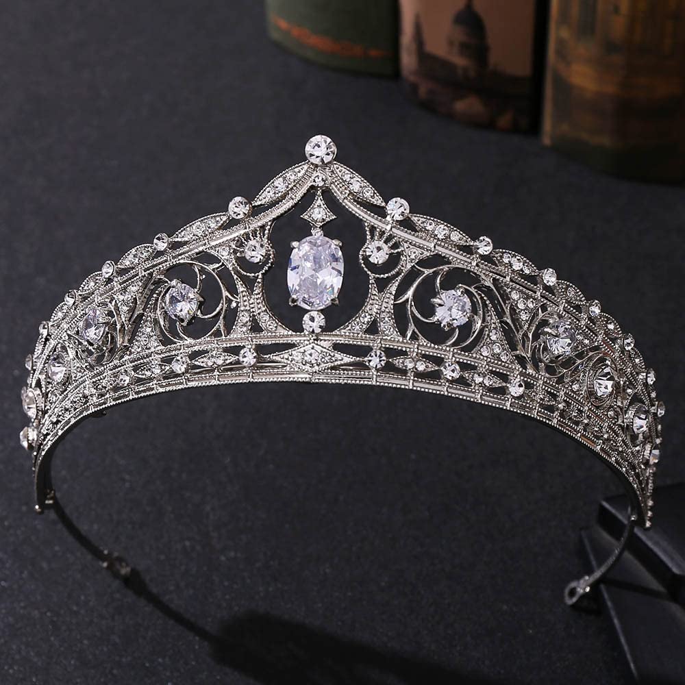 Damskie nakrycia głowy, biżuteria do włosów Diadem z koroną dla kobiet Geometrycestone Diademy ślubne Cyrkonia Korona Kryształowy korowód Diademowa opaska na głowę Ślubne akcesoria do włosów