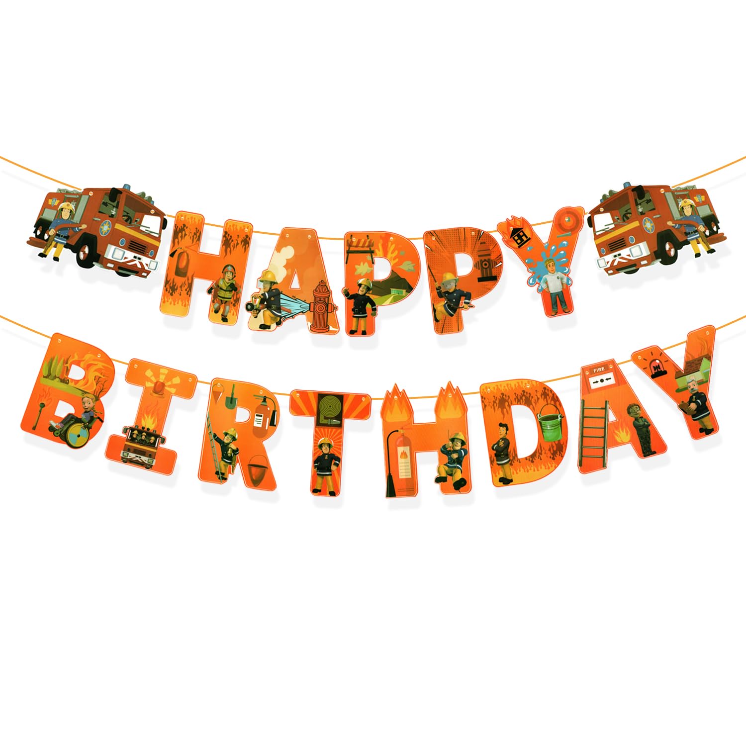 Rozi Decoration Happy Birthday Fireman Fire Truck Theme Decoration for Boys, Girls Party Décor, Fire Engine Theme Birthday Decoration, Fire Truck Birthday Theme Party Supplies Pack of 1 Set Banner