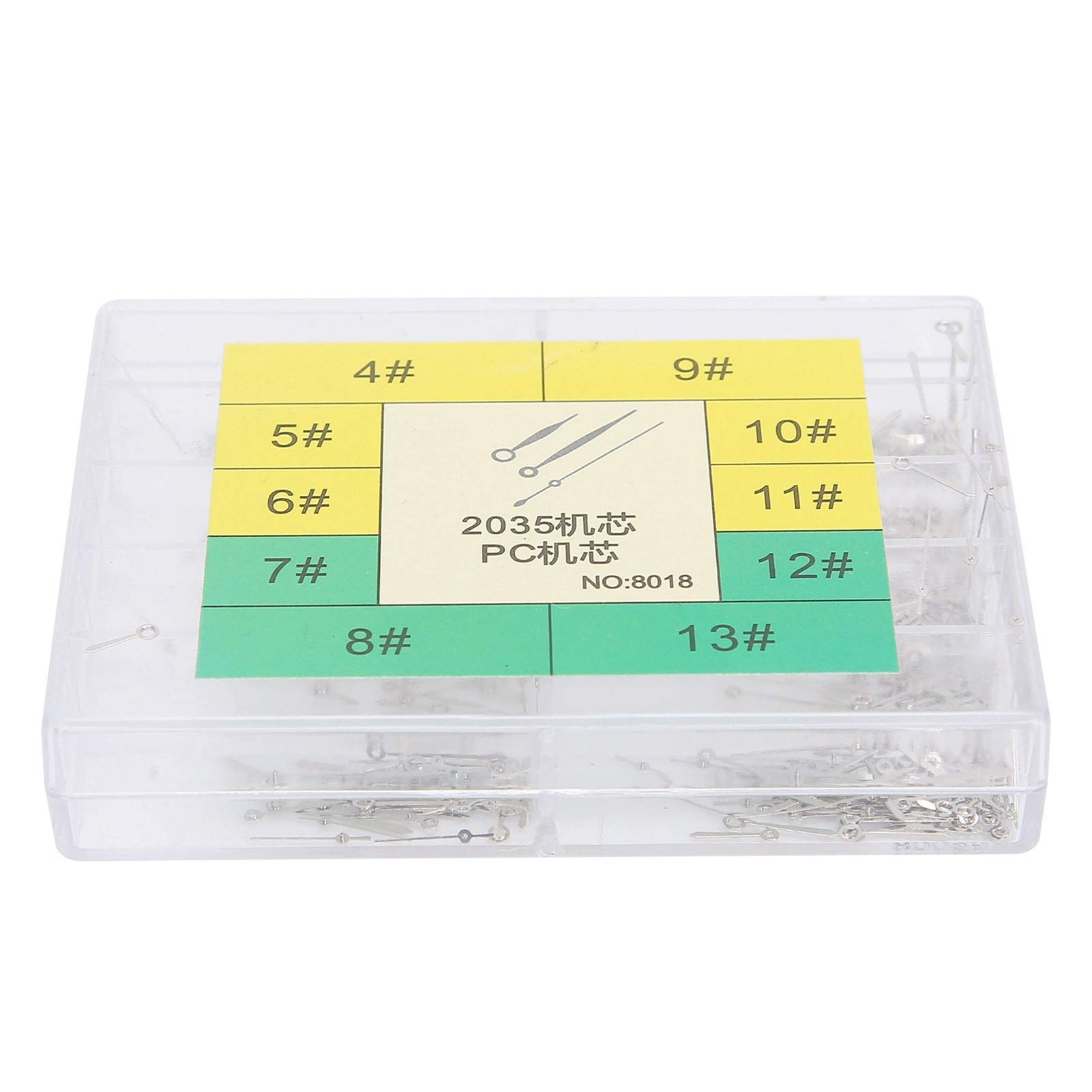 Watch Hour Minute Hands Alloy Replacement Accessories, Watch Movement Hands, Bright Color Watch Parts for 2035 Watch Movement, Includes 10 Sizes of Watch Hands in Plastic Box