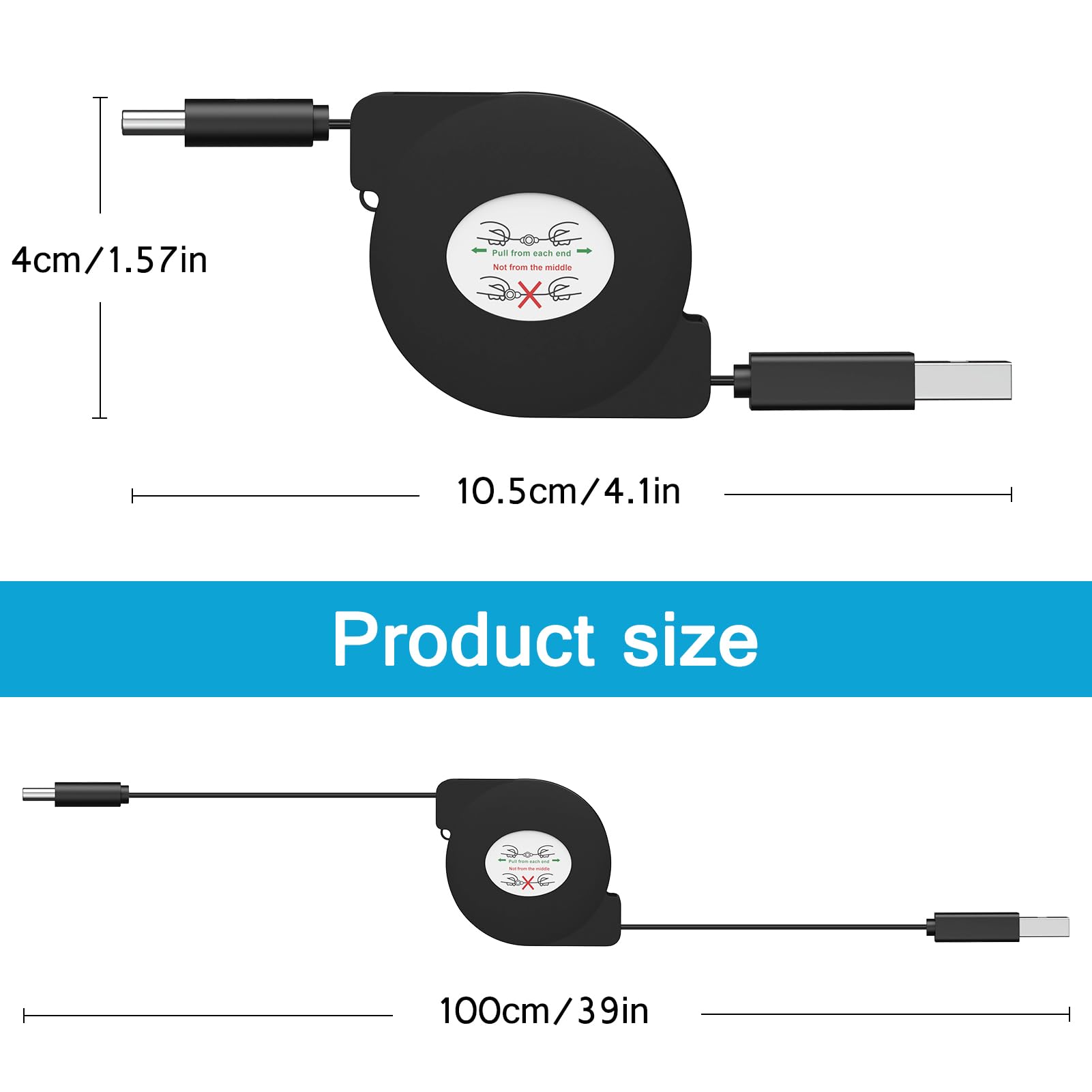 Cable USB C retráctil para coche, 3.3 pies, paquete de 3 unidades de teléfono Android USB C a USB A, cable de carga rápida para Samsung Galaxy S24/S24 Ultra/S23/S25/S25+, cable retráctil tipo C para