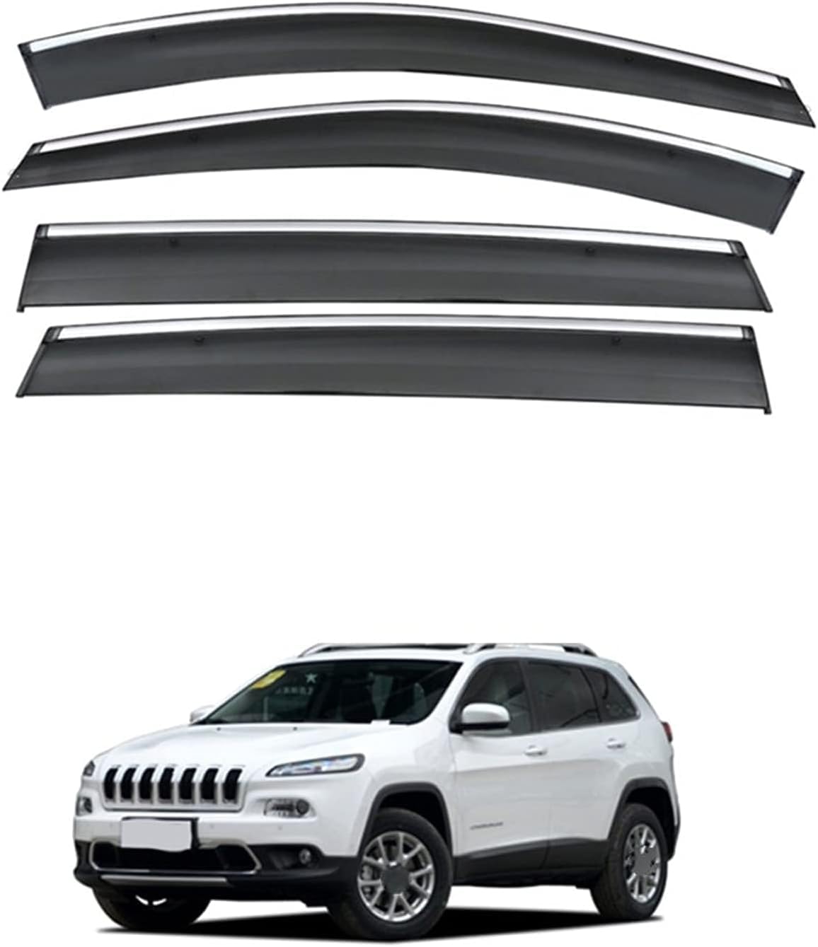 FengXH 4Pcs Smoke Tint Car Window Deflectors for Jeep Cherokee 2016-2018