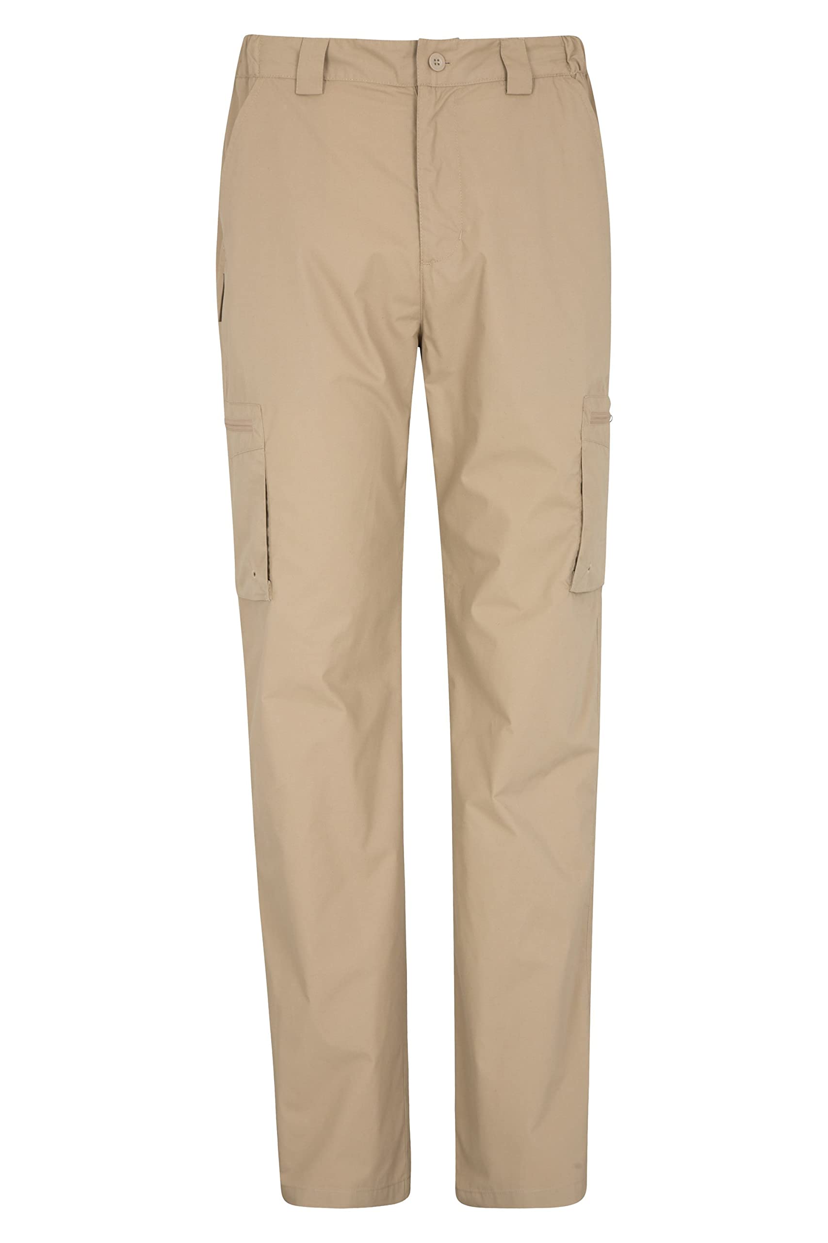 Mountain Warehouse Men's Dark Beige (Long Length) Trek Outdoor Trousers - Lightweight Casual Bottoms With Lots Of Pockets, Quick Dry Upf 50+ Pants - Spring, Summer, Travelling & Outdoors Dark Beige W30 Size 30
