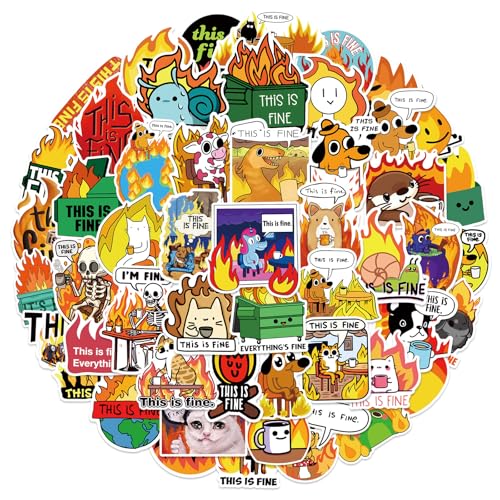 LYunMu This is Fine Dog Aufkleber Dog Sticker Set 50 Stücke Niedlich Deko für Auto Laptop Skateboard Fahrrad Moped Motorrad Fahrrad Computer,Geeignet für Erwachsene Kinde