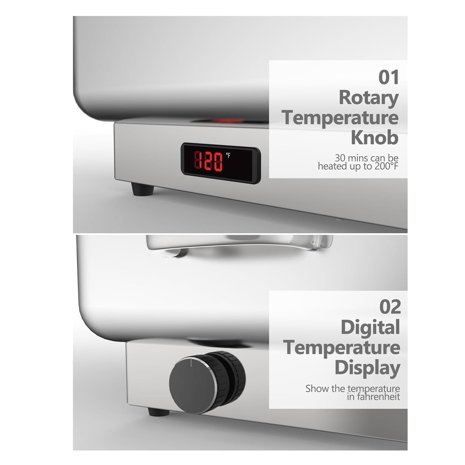 Plato De Frotamiento Eléctrico 600W, Soporte Calor Acero Inoxidable con Tapa Enrollable For PC, Calentador Alimentos For Buffet Calor Duradero