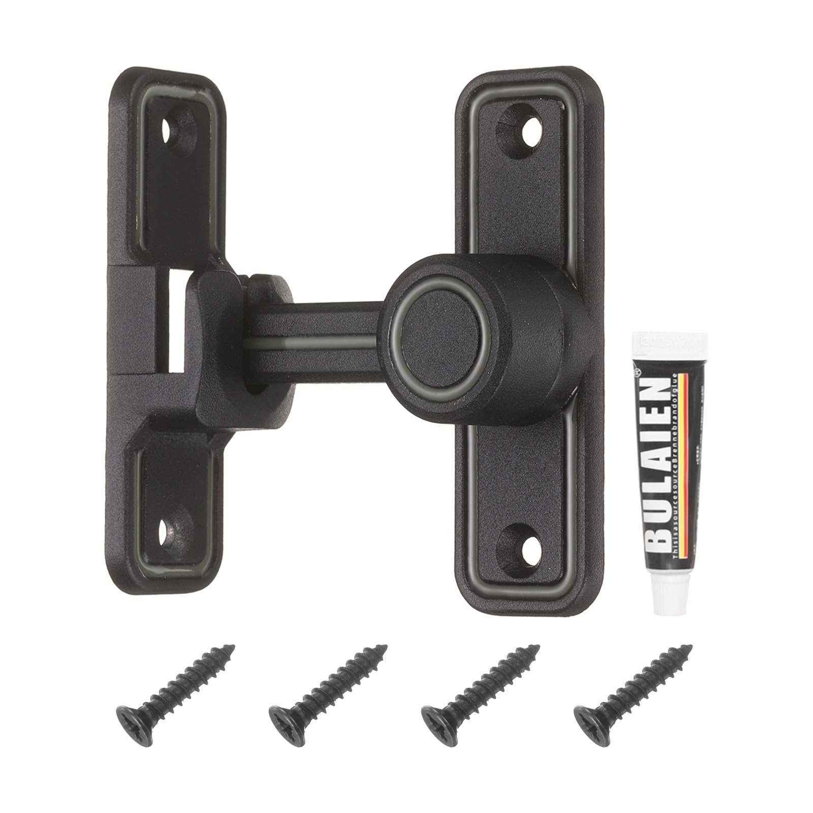 sourcing map 90/180 Degree Positioning Gate Latch, Zinc Alloy Flip Sliding Barn Door Lock with Handle, Heavy Door Latches for Barn Cabinet Wood Fence Garage (Black Night Glow)